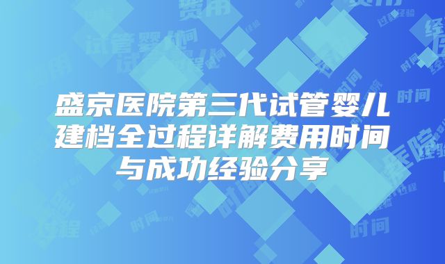盛京医院第三代试管婴儿建档全过程详解费用时间与成功经验分享