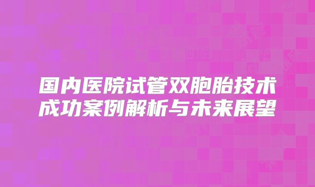 国内医院试管双胞胎技术成功案例解析与未来展望