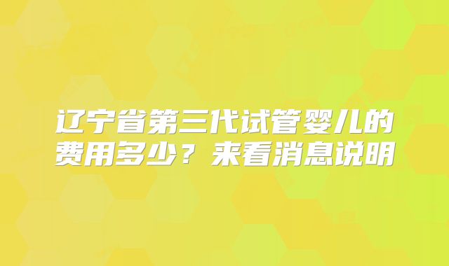 辽宁省第三代试管婴儿的费用多少?来看消息说明