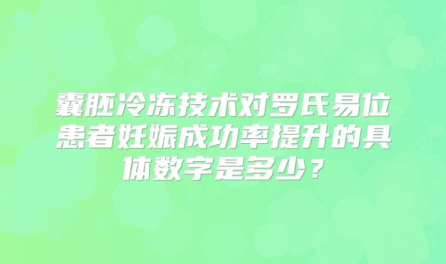 囊胚冷冻技术对罗氏易位患者妊娠成功率提升的具体数字是多少？
