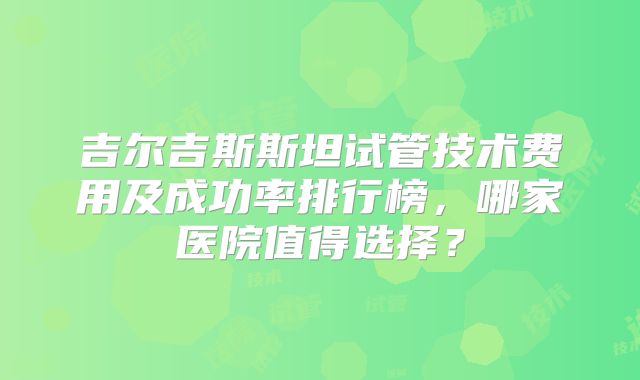 吉尔吉斯斯坦试管技术费用及成功率排行榜,哪家医院值得选择?