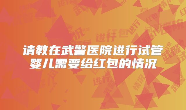请教在武警医院进行试管婴儿需要给红包的情况