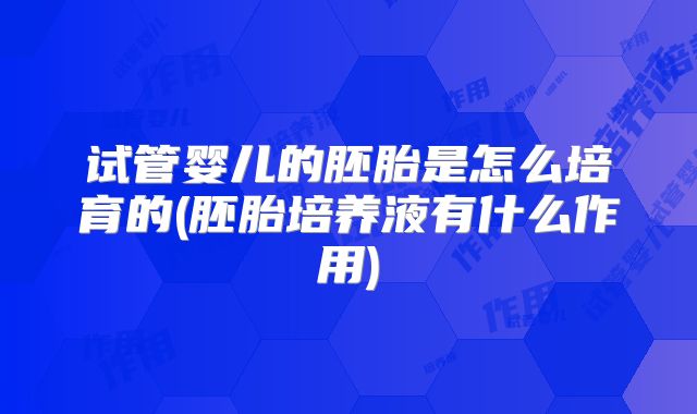 试管婴儿的胚胎是怎么培育的(胚胎培养液有什么作用)