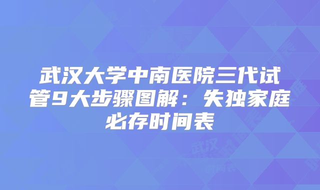 武汉大学中南医院三代试管9大步骤图解:失独家庭必存时间表