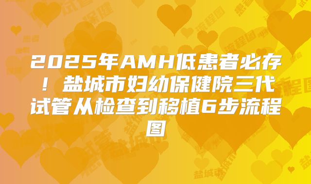 2025年AMH低患者必存！盐城市妇幼保健院三代试管从检查到移植6步流程图