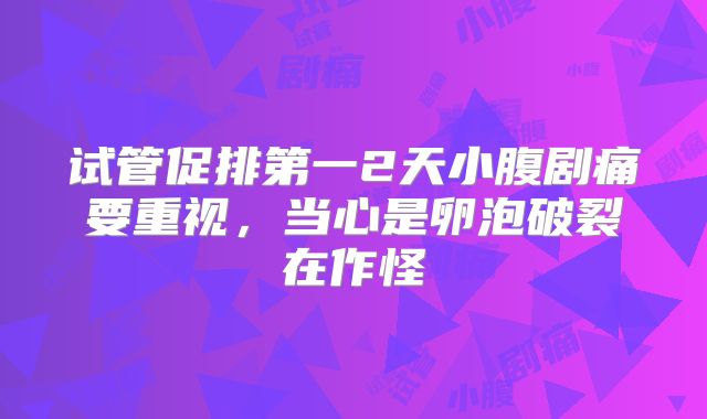 试管促排第一2天小腹剧痛要重视，当心是卵泡破裂在作怪
