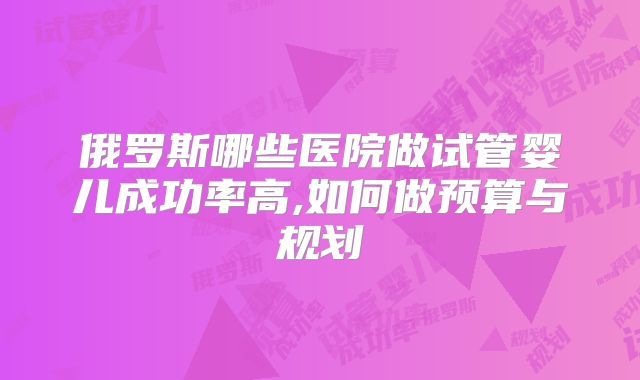 俄罗斯哪些医院做试管婴儿成功率高,如何做预算与规划