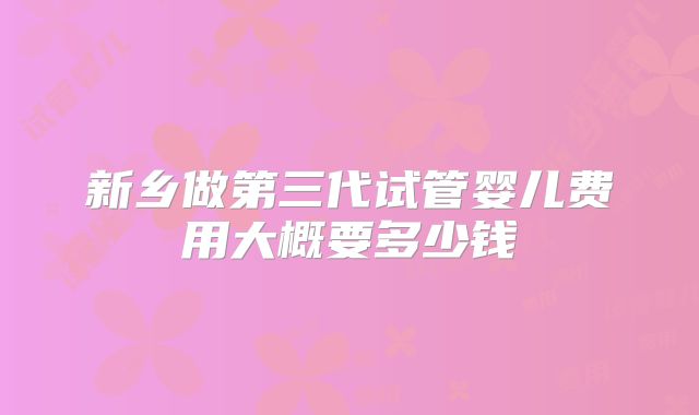 新乡做第三代试管婴儿费用大概要多少钱