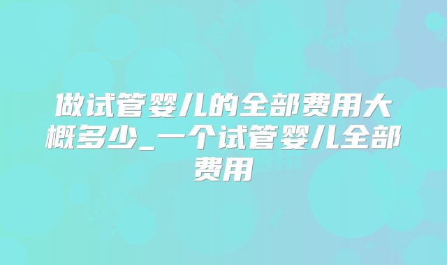 做试管婴儿的全部费用大概多少_一个试管婴儿全部费用