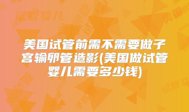 美国试管前需不需要做子宫输卵管造影(美国做试管婴儿需要多少钱)