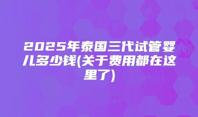 2025年泰国三代试管婴儿多少钱(关于费用都在这里了)