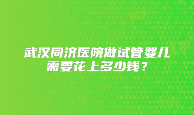 武汉同济医院做试管婴儿需要花上多少钱？