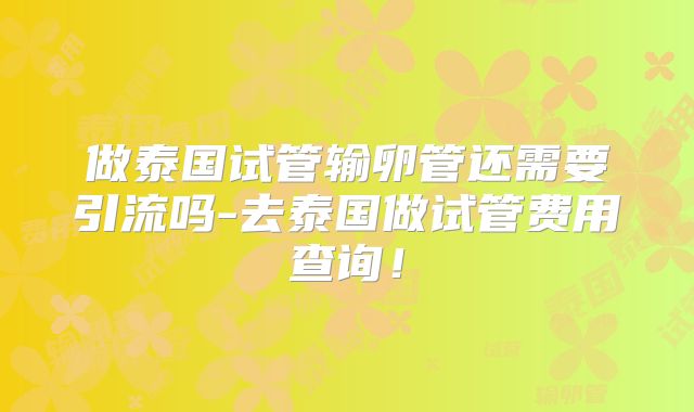 做泰国试管输卵管还需要引流吗-去泰国做试管费用查询!