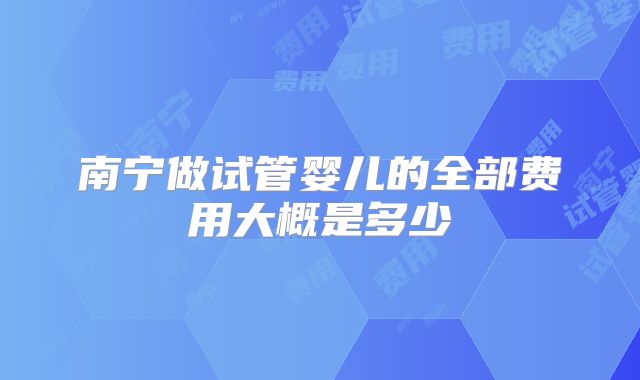 南宁做试管婴儿的全部费用大概是多少