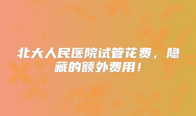 北大人民医院试管花费,隐藏的额外费用!