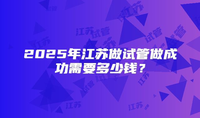 2025年江苏做试管做成功需要多少钱?