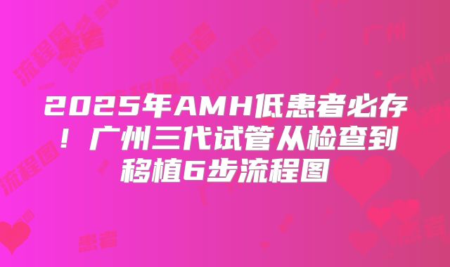 2025年AMH低患者必存!广州三代试管从检查到移植6步流程图