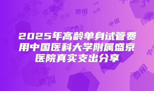 2025年高龄单身试管费用中国医科大学附属盛京医院真实支出分享