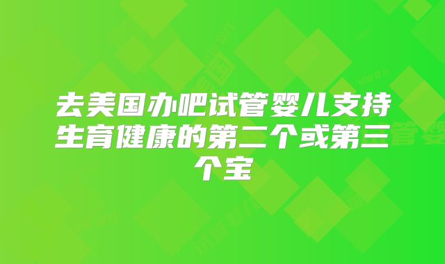 去美国办吧试管婴儿支持生育健康的第二个或第三个宝