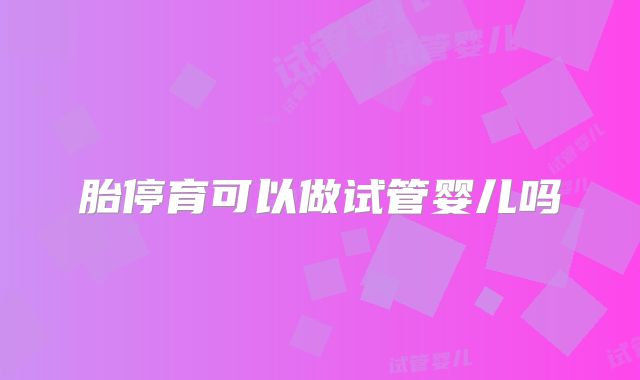 胎停育可以做试管婴儿吗
