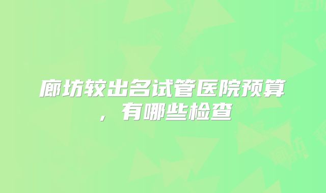 廊坊较出名试管医院预算，有哪些检查
