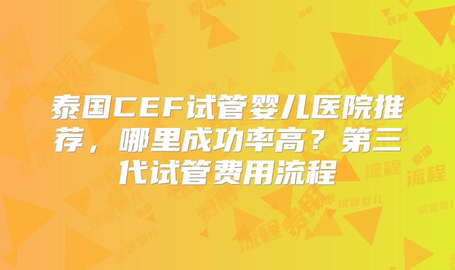 泰国CEF试管婴儿医院推荐，哪里成功率高？第三代试管费用流程
