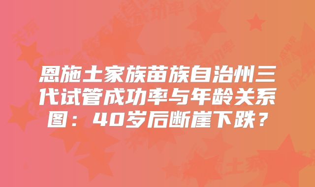 恩施土家族苗族自治州三代试管成功率与年龄关系图：40岁后断崖下跌？