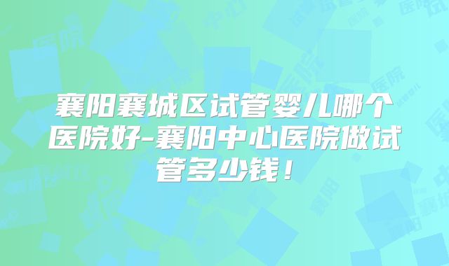 襄阳襄城区试管婴儿哪个医院好-襄阳中心医院做试管多少钱!