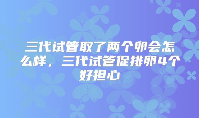 三代试管取了两个卵会怎么样,三代试管促排卵4个好担心