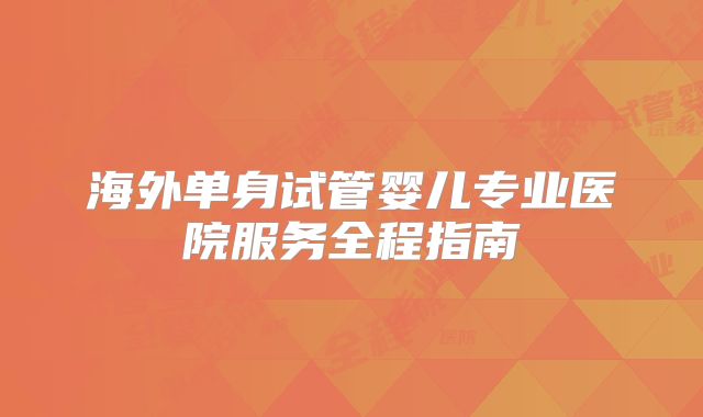 海外单身试管婴儿专业医院服务全程指南