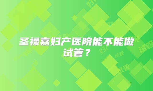 圣禄嘉妇产医院能不能做试管?