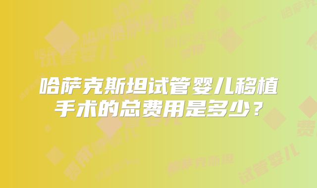 哈萨克斯坦试管婴儿移植手术的总费用是多少?