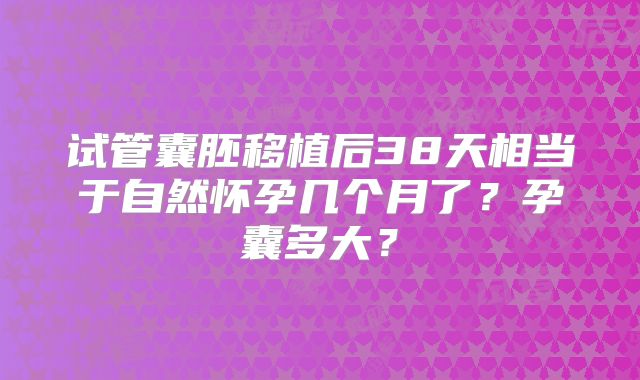 试管囊胚移植后38天相当于自然怀孕几个月了?孕囊多大?