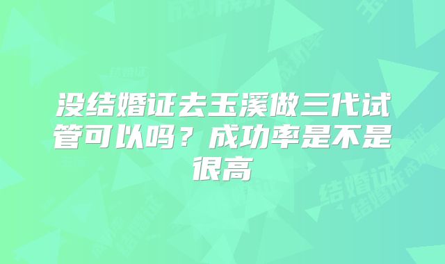 没结婚证去玉溪做三代试管可以吗？成功率是不是很高