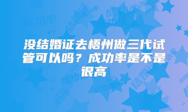 没结婚证去梧州做三代试管可以吗?成功率是不是很高