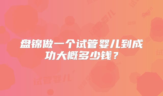 盘锦做一个试管婴儿到成功大概多少钱?