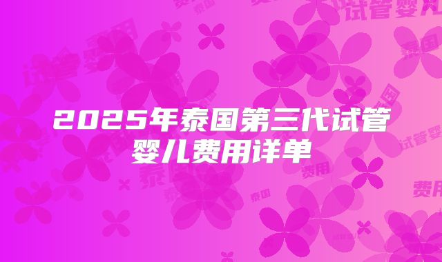 2025年泰国第三代试管婴儿费用详单