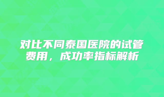 对比不同泰国医院的试管费用,成功率指标解析