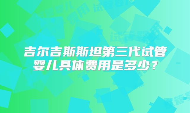 吉尔吉斯斯坦第三代试管婴儿具体费用是多少?
