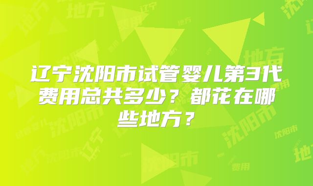 辽宁沈阳市试管婴儿第3代费用总共多少？都花在哪些地方？