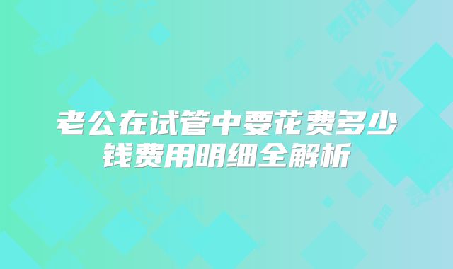 老公在试管中要花费多少钱费用明细全解析