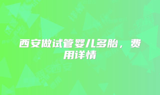 西安做试管婴儿多胎,费用详情
