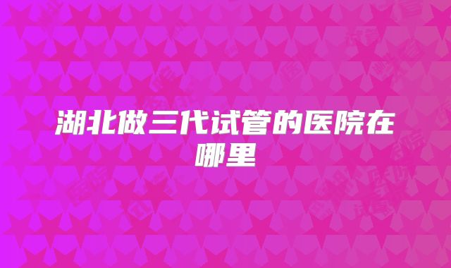 湖北做三代试管的医院在哪里