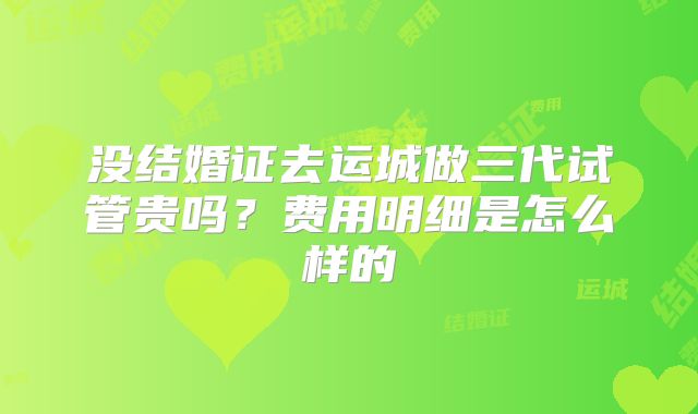 没结婚证去运城做三代试管贵吗?费用明细是怎么样的
