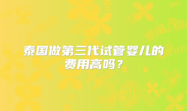 泰国做第三代试管婴儿的费用高吗?