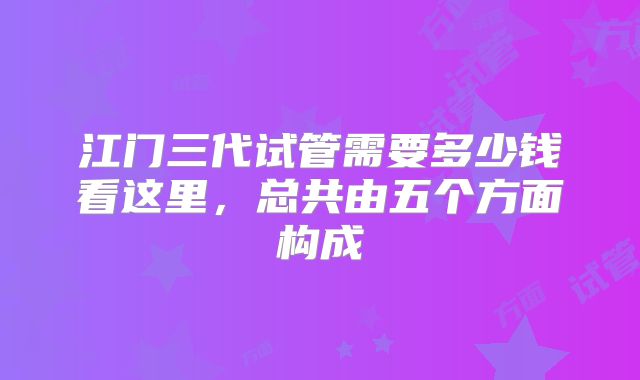江门三代试管需要多少钱看这里，总共由五个方面构成