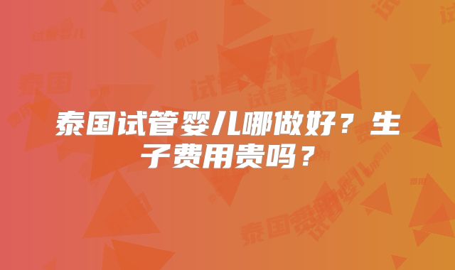 泰国试管婴儿哪做好？生子费用贵吗？