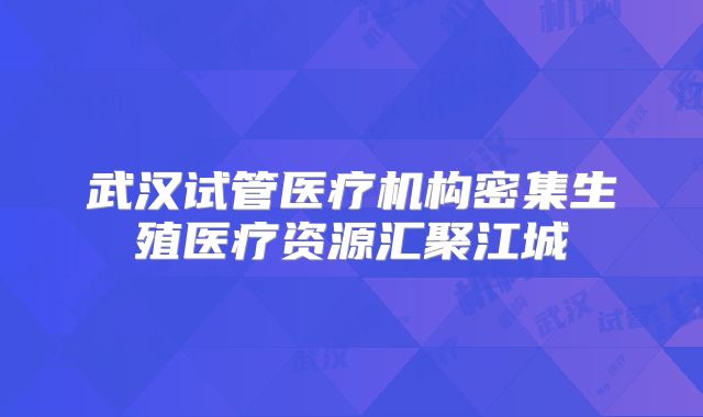 武汉试管医疗机构密集生殖医疗资源汇聚江城