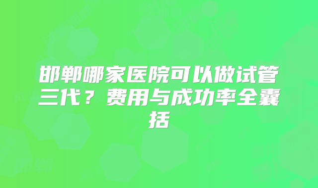 邯郸哪家医院可以做试管三代?费用与成功率全囊括