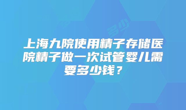 上海九院使用精子存储医院精子做一次试管婴儿需要多少钱？